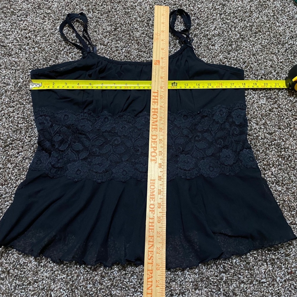 Vtg Y2K Witchy Sheer Black Lace Floral Babydoll Camisole Top Women Lingerie L - Picture 6 of 6